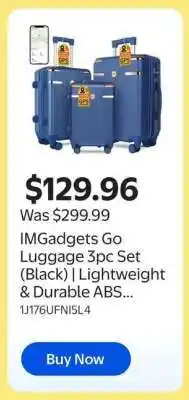 Walmart IMGadgets Go Luggage 3pc Set (Black) offer