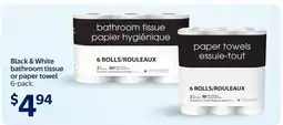 Walmart Black & White bathroom tissue or paper towel 6-pack offer