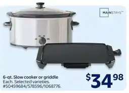 Walmart 6-qt. Slow cooker or griddle offer