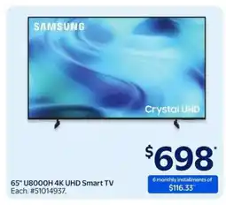 Walmart Samsung 65 U8000H 4K UHD Smart TV offer