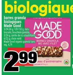 Super C barres granola biologiques Made Good offer