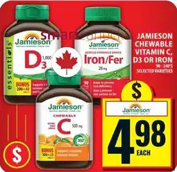 Food Basics Jamieson chewable vitamin c, d3 or iron offer
