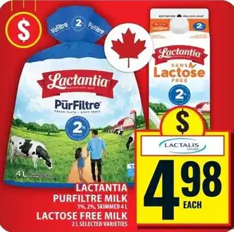 Lactantia purfiltre milk lactose free milk
