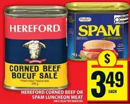 Food Basics Hereford corned beef or spam luncheon meat offer