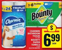 Food Basics Charmin bathroom tissue and Bounty paper towels offer