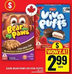 Food Basics Dare Bear Paws or Viva Puffs offer