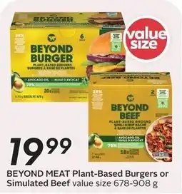 Sobeys Beyond Meat Plant-Based Burgers or Simulated Beef offer