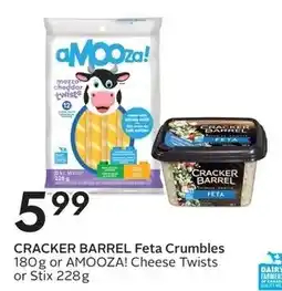 Sobeys Cracker Barrel Feta Crumbles or AMOOZA! Cheese Twists offer