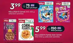 Sobeys Kellogg's cereal selected varieties offer