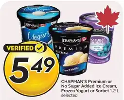 Sobeys Chapman's premium or no sugar added ice cream, frozen yogurt or sorbet offer