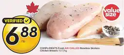 Sobeys Compliments Fresh Air-Chilled Boneless Skinless Chicken Breasts offer