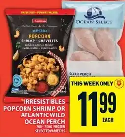 Food Basics Irresistibles popcorn shrimp or atlantic wild ocean perch offer