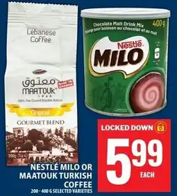 Food Basics Nestle milo or maatouk turkish coffee offer