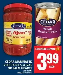 Food Basics Cedar marinated vegetables, ajvar or palm hearts offer