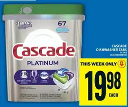 Food Basics Cascade platinum dishwasher tabs offer