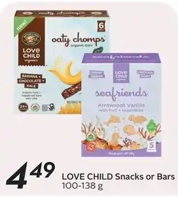 Sobeys Love Child Snacks or Bars offer