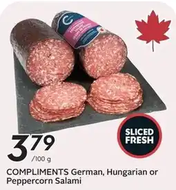 Sobeys Compliments German, Hungarian or Peppercorn Salami offer
