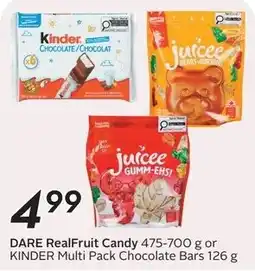 Sobeys DARE RealFruit Candy or KINDER Multi Pack Chocolate Bars offer