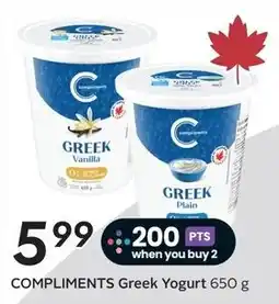 Sobeys Compliments Greek Yogurt offer