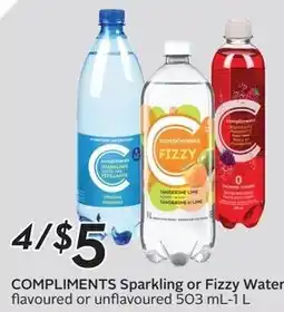 Sobeys Compliments Sparkling or Fizzy Water offer