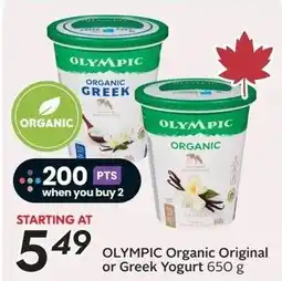 Sobeys Olympic Organic Original or Greek Yogurt offer