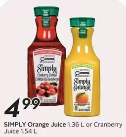 Sobeys Simply Orange Juice or Cranberry Juice offer