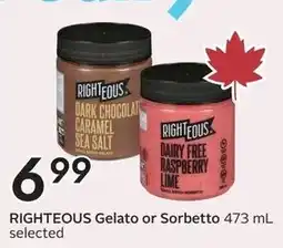 Sobeys Righteous Gelato or Sorbetto offer