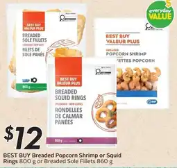 Sobeys Best Buy breaded popcorn shrimp or squid rings offer