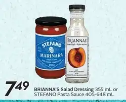 Sobeys Brianna's Salad Dressing or Stefano Pasta Sauce offer