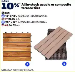 RONA All in-stock acacia or composite terrace tiles offer