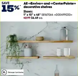 RONA Belanger Laminates Envivo and CenterPointe decorative shelves offer