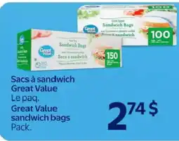 Walmart Great Value sandwich bags offer
