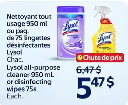Walmart Lysol all-purpose cleaner or disinfecting wipes offer