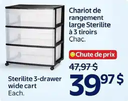 Walmart Sterilite 3-drawer wide cart offer