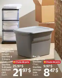 Walmart Sterilite 3-drawer medium cart offer