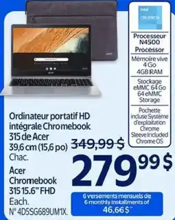 Walmart Acer Chromebook 315 15.6" FHD offer