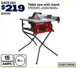 RONA Craftsman table saw with stand offer