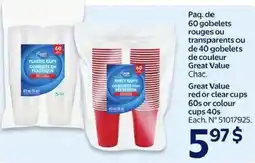 Walmart Great Value plastic cups offer