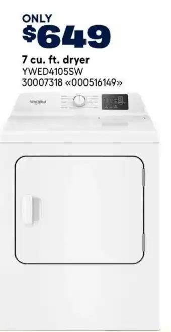 RONA Whirlpool 7 cu. ft. dryer offer