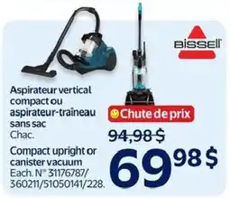 Walmart Bissell aspirateur vertical compact ou aspirateur-traineau sans sac offer
