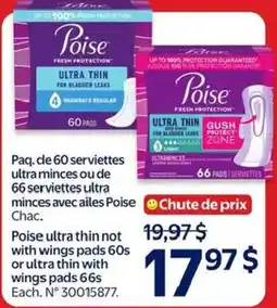 Walmart Poise ultra thin pads with wings offer