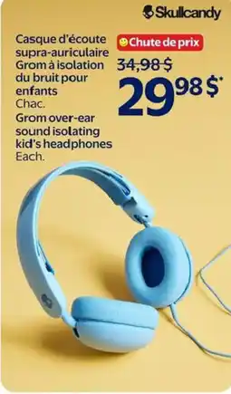 Walmart Skullcandy Grom over-ear sound isolating kid's headphones offer