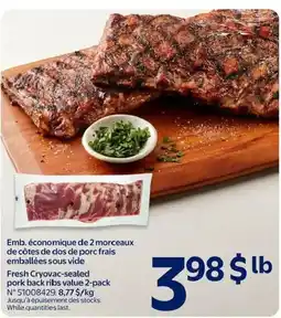Walmart Fresh Cryovac-sealed pork back ribs offer