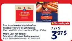 Walmart Maple Leaf hot dogs or Schneider's Original Recipe wieners offer