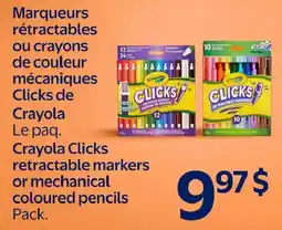 Walmart Crayola Clicks retractable markers or mechanical coloured pencils offer