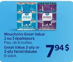 Walmart Great Value facial tissues offer