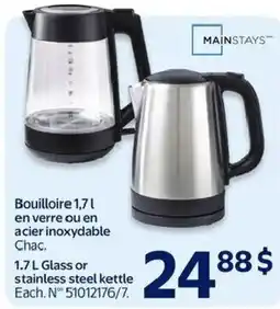 Walmart Mainstays glass or stainless steel kettle offer