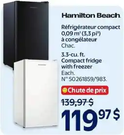 Walmart Hamilton Beach compact refrigerator with freezer offer