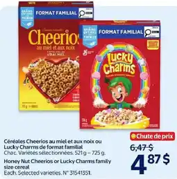 Walmart Honey Nut Cheerios or Lucky Charms family size cereal offer