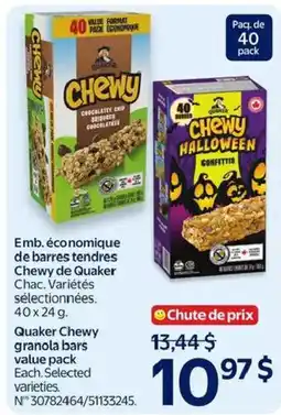 Walmart Quaker Chewy granola bars offer